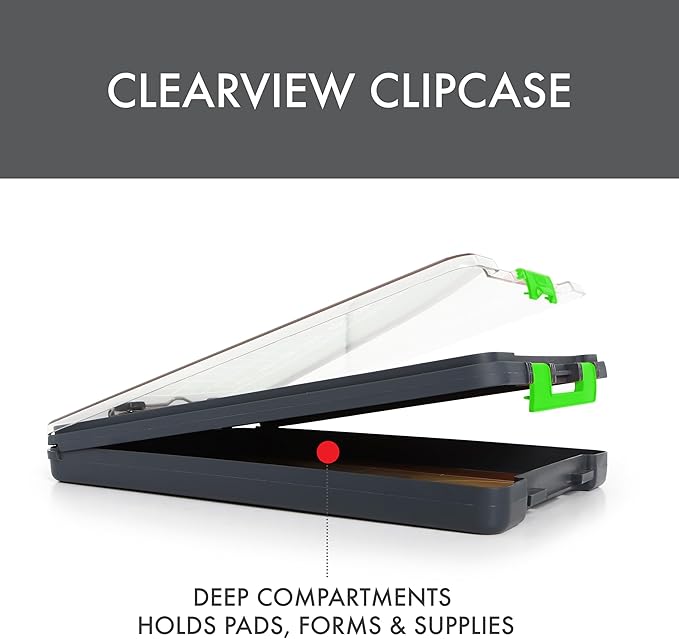 Dexas Clearview Clipcase clipboard13.75 X 9.5 in, Green. See Papers Clearly Outdoors, Stay Organized and Dry. Ideal for Coaching, Teaching, homeschooling, Art, Trades, and Medical pros