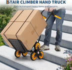 3 in 1 Industrial Convertible Stair Climbing Cart,1000 LBS Capacity Folding Hand Truck Dolly Cart with Telescoping Handle and 2 Elastic Rope for Transport & Moving in Warehouse, Home, Supermarket