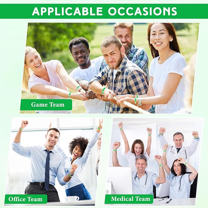 Liliful 100 Pcs Silicone Rubber Wristbands Rubber Wristband Bracelet Bands for Silicone Wristbands for Women Men(Green and White)