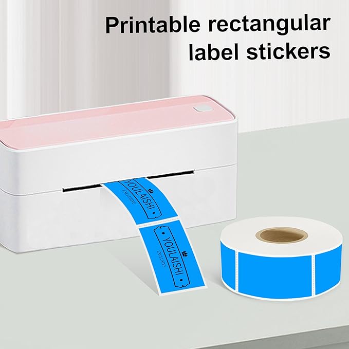 1x2 inch Label Stickers Roll for Thermal Printer 500PCS Colored Removable Freezer Labels Waterproof Blank Sticker Labels to Write on for Food Containers and Jars, Fluorescent Blue