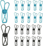 PATIKIL 50Pcs Paper Office Binder Clips, 1.26" Small Metal Wire Hollow Out Paper Clamps Long Tail Binder Clips for Photo Clothes Hanging Office Home Kitchen Food Package, Black/Blue