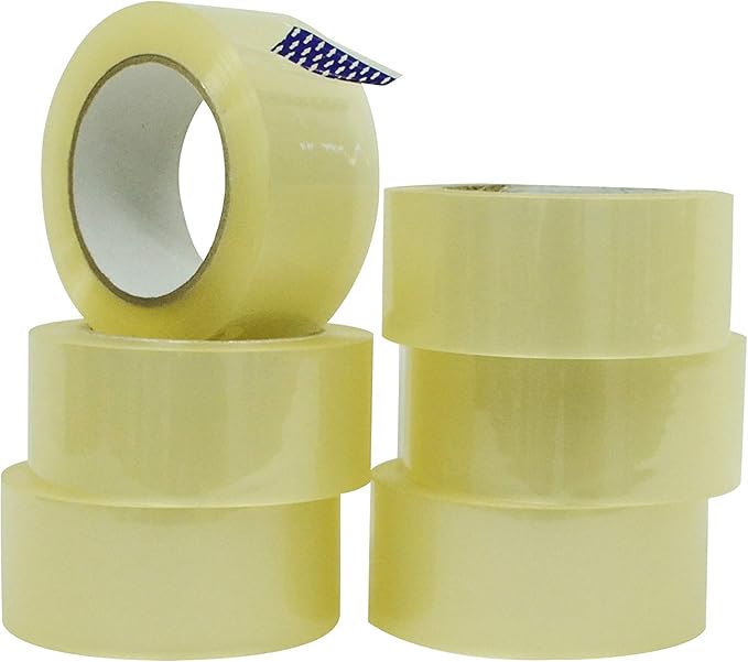 WOD CST18RA Clear Packing Tape - 2 inch x 55 Yards Per Roll (6-Rolls) - Your Thin Industrial Grade Aggressive Adhesive Shipping Box Packaging Tape for Moving, Office, Carton Sealing & Storage
