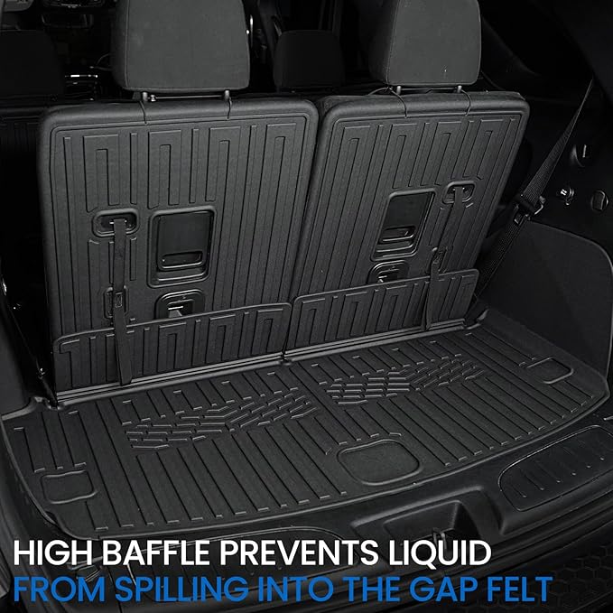Cargo Mat Backrest Mats for 2016-2025 2026 Dodge Durango 6/7 Seats Car Mat Accessories, All Weather TPE Cargo Liner Trunk Mat SXT GT RT SRT 392 Hellcat(Cargo Mat+3rd Row Backrest Mats)