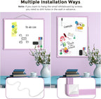 MaxGear Double-Sided Dry Erase Board for Wall, 16"x12" Hanging Whiteboard, Small Dry Erase White Board kit, Portable Whiteboard for Planning, Drawing, Memo, to Do List, Purple Frame