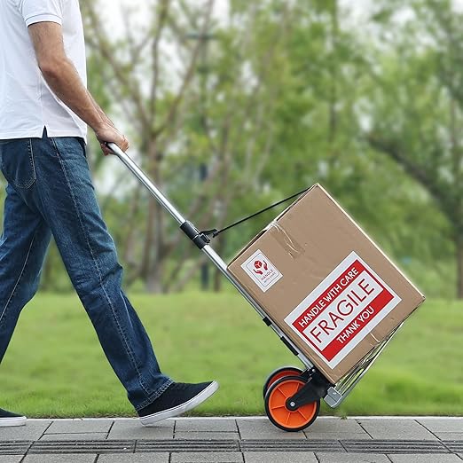 VEVOR Folding Hand Truck and Dolly, 275 Lbs Capacity, Aluminum Foldable Cart, Heavy-Duty Luggage Trolley Cart with Telescoping Handle and PP+TPR Wheels for Home, Office, Shopping, Travel