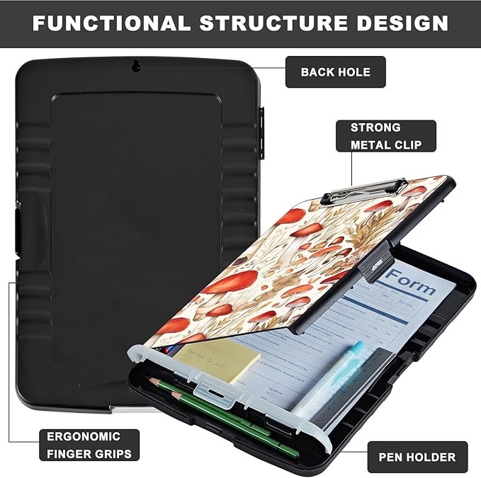 Heavy-Duty Plastic Storage Clipboard with Pen Holder, Low-Profile Clip, Clipboard Folder for Teachers and Offices