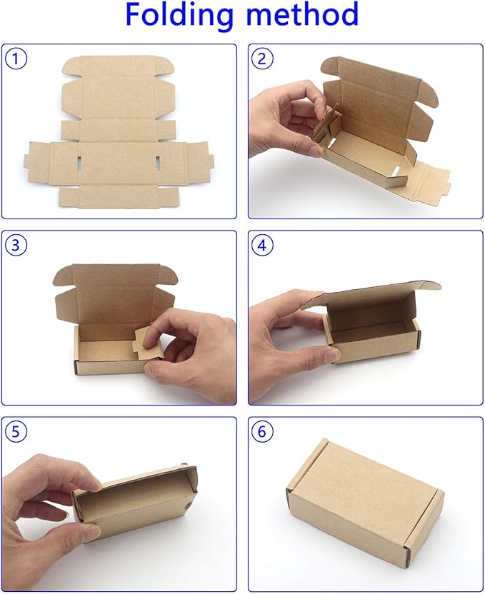 Ellbest 50 Pack Kraft Paper Boxes, Foldable Rectangular Paper Box Packing Box for shipping, Storaging Small items, Brown, 3.62 x 1.98 x 1.02 inches