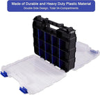 Small Parts Storage Case Tools Box Organizer Double Side 34 Compartments Hardware Organizers with Removable Plastic Dividers for Screws Nuts Nails Bolts
