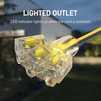 50FT Outdoor Extension Cord with Multiple Outlets, 12/3 Gauge Heavy Duty, 15A 1875W, 3 Prong with LED Light & Locking Plug, Weather Resistant, ETL Certified for Lawn Mower, Tools, Christmas Lights