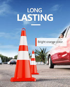 BATTIFE 24 Pack Traffic Safety Cones 28 Inches with Reflective Collars, PVC Orange Construction Cone for Traffic Control, Driveway Road Parking