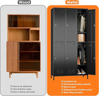 6 Doors Metal Locker for Employees with 18 Hooks,Metal Locker with Business Card Holder forOffice Gym Home,Assembly Required,Black