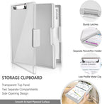 Clipboard with Storage,Heavy Duty Clip Boards 8.5x11 with 2 Storage Case,Clear Visible Top Panel Storage Clipboards,Side Opening Clip Boards,Nursing Clipboard Folder Case for Office Supplies-Lvory