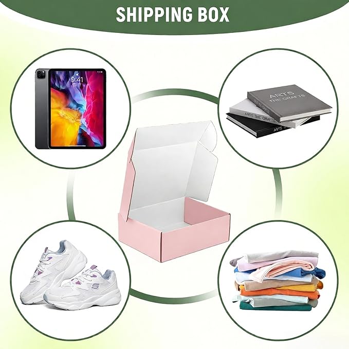 12"x9"x4" Shipping Boxes Set of 5, Pink Corrugated Cardboard Box Literature Mailer