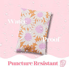 6x9 Designer Poly Mailer 100 Pack Heavy Duty Waterproof Self Seal Shipping Bags for Small Business Large Mailing Envelopes Bulk Tear Resistant Cute Packaging Pink Blooms Flowers