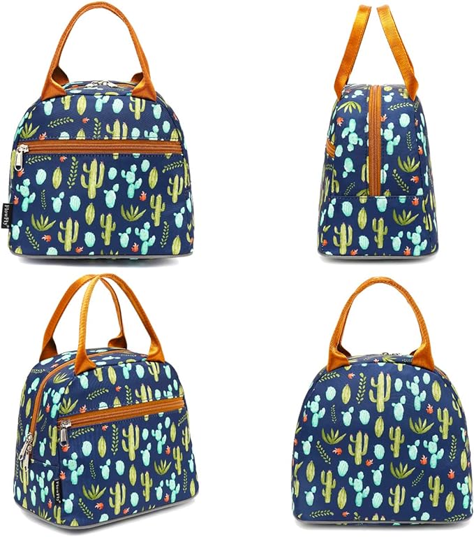 FlowFly Insulated Lunch Cooler Bag - Tote Bag Organizer for Women/Men, Cactus