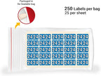 2024 MINI Year Labels, Doctor Stuff 2024 Chart Stickers, Blue Color Coded, Colwell Jewel Tone Style, USA Made Year Stickers for End Tab File Folders, 250/Pack, 1 Package, 1/2" x 1" - Small Labels