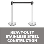 New Star Foodservice 54606 Stanchions, 36-Inch Height, 6.5-Foot Retractable Belt, Set of 2, Silver Belt