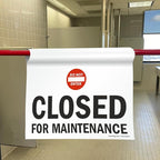 SmartSign 3-Pack 'Closed For Maintenance' Hanging Doorway Barricade Sign with Symbol, Spring-loaded Aluminum Pole, Torsion Pole and 11.25" x 18" Vinyl Sign Kit, Black/White/Red, USA-Made