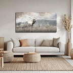 ZHENGYIN Large Bull Elk Wall Art, Deer Wildlife Canvas Print, Rustic Modern Farmhouse Wall Decor for Living Room Office, Above Sofa, 24x48 Inch