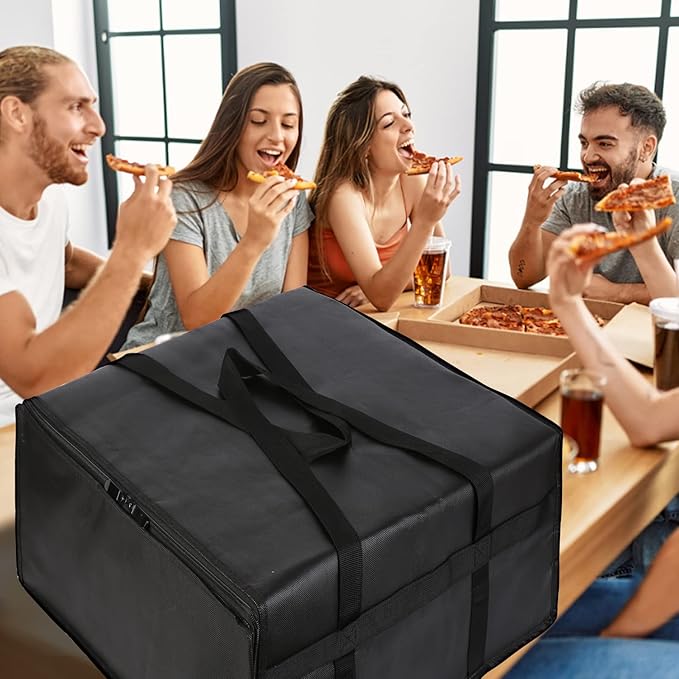musbus Pizza Carrier Insulated Bags Large for Deliveries, Insulated Pizza Carrier Delivery Bag 20 x 20 inch inches Food Bag for Personal and Professional Use (Black), Black, 20W x 20D x 14H, Modern