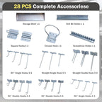 Goplus Garage Pegboard, Metal Pegboard Tool Organizer Kit with 3 Pegboards & 28 Pcs Hanging Accessories, Heavy Duty Pegboard Wall Organizer, Peg Board for Workshop, Tool Storage, Black