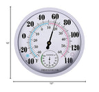 Indoor Outdoor Thermometer Hygrometer, Lirches Outdoor Thermometer Large Numbers, Decorative Outdoor Thermometers for Patio, No Battery Needed Wall Thermometer Round 10" in Diameter