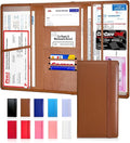 LINTRU Car Registration and Insurance Holder Trifold, Oversized Fit with Reinforced Construction, Matte PU Leather Vehicle Glove Box Organizer for Documents, Car Accessories for Men and Women