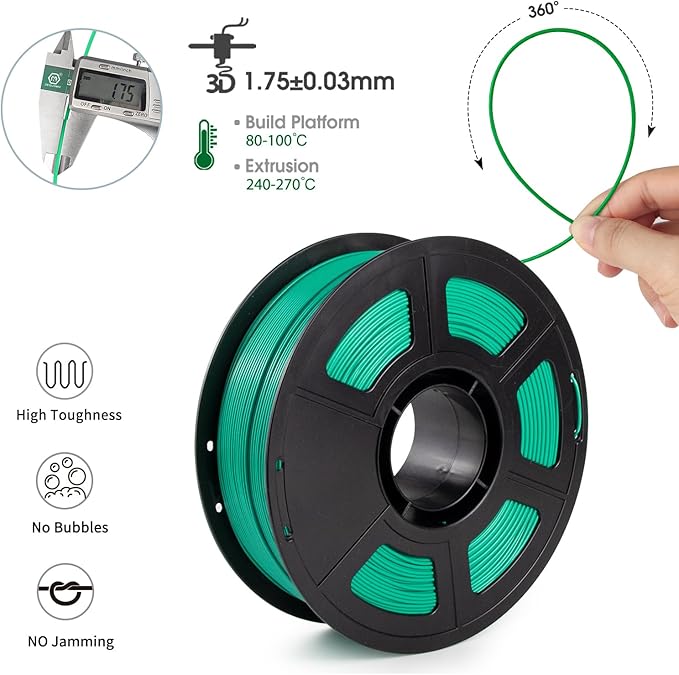 iSANMATE ASA Filament 1.75mm Emerald Green 1KG, UV & Weather Resistant 3D Printer Filament Perfect for Outdoor Functional Parts, Dimensional Accuracy +/- 0.02mm, 1kg Spool (2.2lbs)