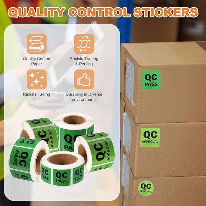 PATIKIL 360 Pcs 1 Roll QC Pass Labels, 1.5 Inch Circle Inventory Control Adhesive Round Labels Food Service Quality Control Stickers for Warehouse Management Inspection, Green