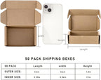 Ellbest 50pcs Kraft Brown Box 1.5mm Thick Cardboard Boxes, 3.6 x 2.6 x 1.2 inches Foldable Kraft Brown Box for Stationery, Pins, Mini Ornaments, Small Shipping Boxes