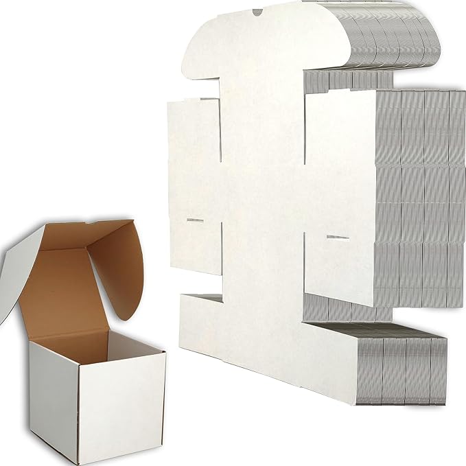 6x6x6 inches Small Shipping Boxes Set of 20 - White Mailer Corrugated Cardboard Boxes for Shipping Packaging Mailing Products