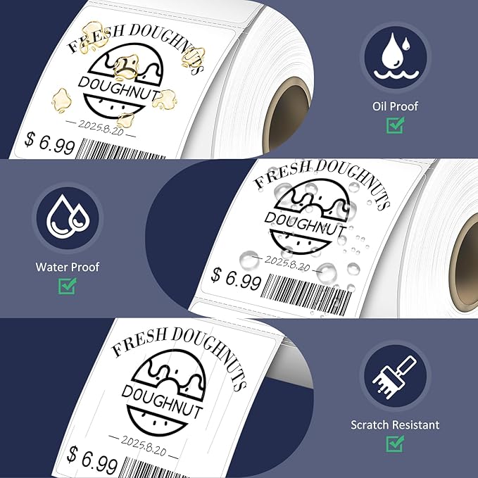 L LIKED 2" x 2" Direct Square Thermal Labels, Perforated QR Code and Barcode Stickers & Compatible with Rollo, Zebra and Other Desktop Printers (1 Roll, 750 Labels)