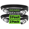 GEARit XLR Male to Female Microphone Cable (3 Feet, 2-Pack) 3-Pin Balanced Shielded Mixer, Recording Studio, Podcast - Black