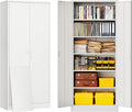 BESFUR Metal Storage Cabinet, 72" - White Garage Metal Cabinet, Adjustable Shelves and Locking Doors for Office, School, Garage