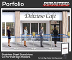 DuraSteel Chrome Crowd Control Barriers Stanchions with Retractable Belts - Metal Stanchion Posts w/ 6.5ft Blue Retractable Barrier Belt Ropes - Queue VIP Safety Line Dividers - Set of 2 Stantions