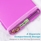 Rimilak Plastic Clipboard with Storage, 8.5 x 11 High Capacity Folio Nursing Case with Pen Holder, Size 14.2 x 9.6 x 1.2″ Folder Side-Opening for Classroom, Teacher, Smooth Writing, Magenta