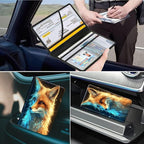 Car Registration and Insurance Holder, Leather Car Glove Box Organizer, Cool Car Accessories for ID, Driver's License Cards & Essential Document,business cards,Men&Women,Purple Yellow Fox