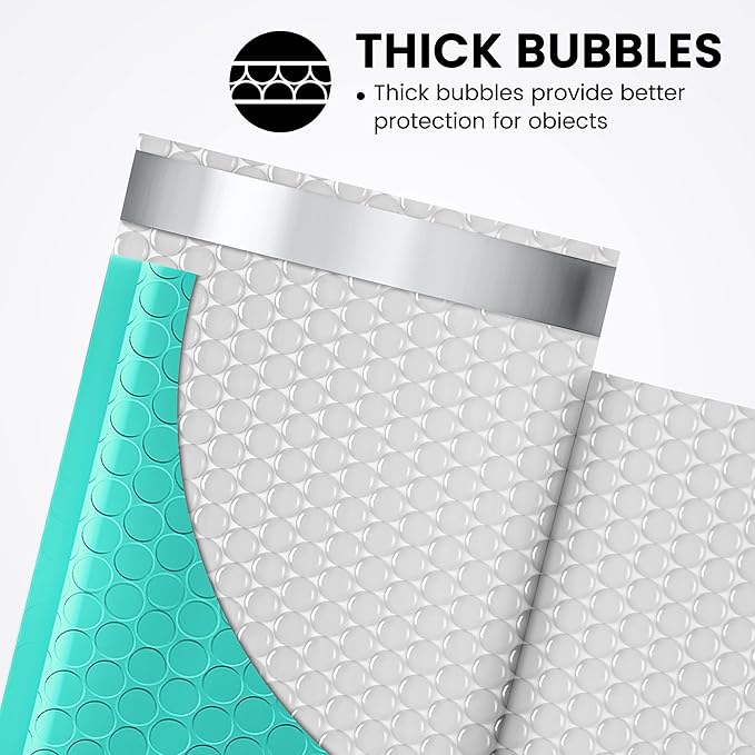 Fuxury Bubble Mailers 4x8 Inch Teal 200 Pack Padded Envelopes Usable Size 4x7" Thick Mailing Envelopes Bubble Opaque Padded Mailers Shipping Bags for Mailing Jewelry Makeup Small Business#000