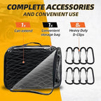 Heavy Duty Cargo Net for Pickup Truck Bed - Stretches from 4' x 4' to 7' x 7' - 8 Metal Carabiners - Compatible with Ford, Dodge RAM, Chevy, Toyota (4'x4' Feet)