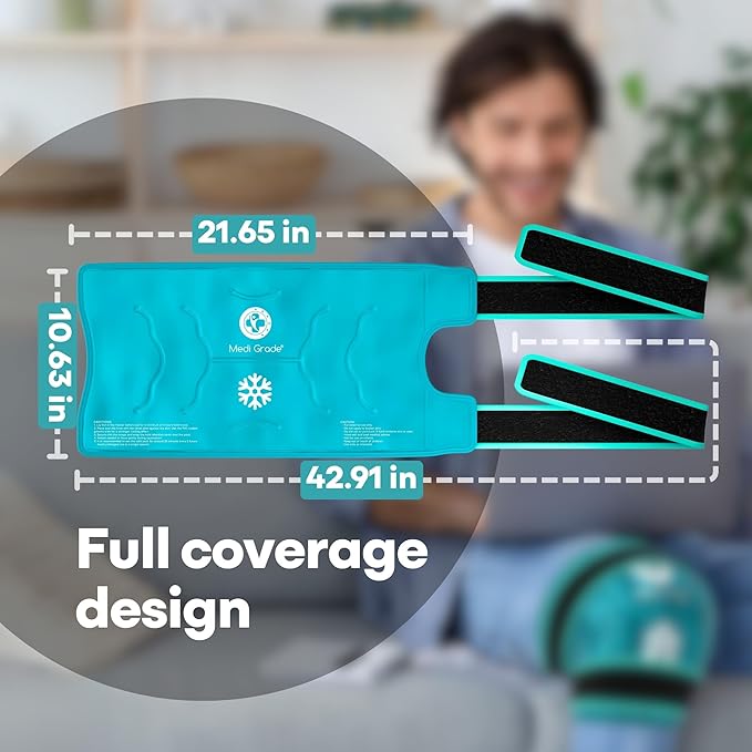 Medi Grade Knee Ice Pack Wrap - Reusable Ice Pack for Knee Injuries and Surgery Recovery - Dual-Fabric Knee Ice Pack with Cold-Retention Wrap - Flexible Ice Pack for Knee Injuries and Pain Relief