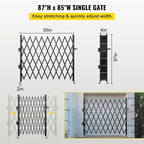 VEVOR Folding Security Door, 87" H x 85" W Accordion Gate, Steel Scissor Gate with Padlock