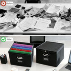 4 Pack Large File Organizer Boxes with Lids, Document Organizer Box with Mesh Pockets & Zippers for Letter/Legal Size Folders, Collapsible File Storage Box (Black, Without Folders)
