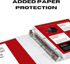 3 Ring Binders, 3 Inch Angle D-Rings, White, 4 Pack, Clear View, Pockets