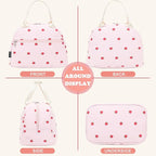 FlowFly Insulated Lunch Bag for Women – Corduroy Lunch Tote Box, Cute Cooler Bag for Work, Travel, Picnic,Corduroy Strawberries Pink