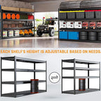 78" W Storage Shelves Heavy Duty Garage Shelving 5 Tier Metal Shelving Unit, Adjustable Shelves, 4000LBS Steel Industrial Shelving for Basement Warehouse Commercial, 78" W*24" D*78”H, Black
