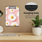 A4 Clipboards,Heavy Duty Waterproof Nursing Plastic Folder Clipboard with Storage Clip Boards,File Folder Storage Box Clipboard Case for Teacher,Doctor,Offices,Pink Daisy