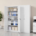 VEVOR Metal Storage Cabinet, Lockable Steel Garage Cabinet with Adjustable Shelves, 2 Magnetic Doors, 2 Keys, 5-Tiers Tool Storage Locker for Home,Office,School,Pantry,Warehouse,Basement,Laundry,White