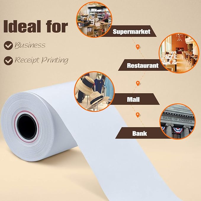 (200 Rolls) 2 1/4" x 85' Thermal Paper, POS Receipt Paper for Retail Business Cash Register, Fits Most Credit Card Terminal