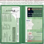 Auto Insurance and Registration Card Holder - Vehicle Glove Box Document Organizer - Car Essential Paperwork Holder for DMV, AAA, Contact Information Cards - Premium PU Leather Wallet Case - Green