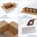 Hoikwo 11x6x6 Shipping Boxes Set of 25, White Corrugated Cardboard Box for Small Business for Packaging Mailing